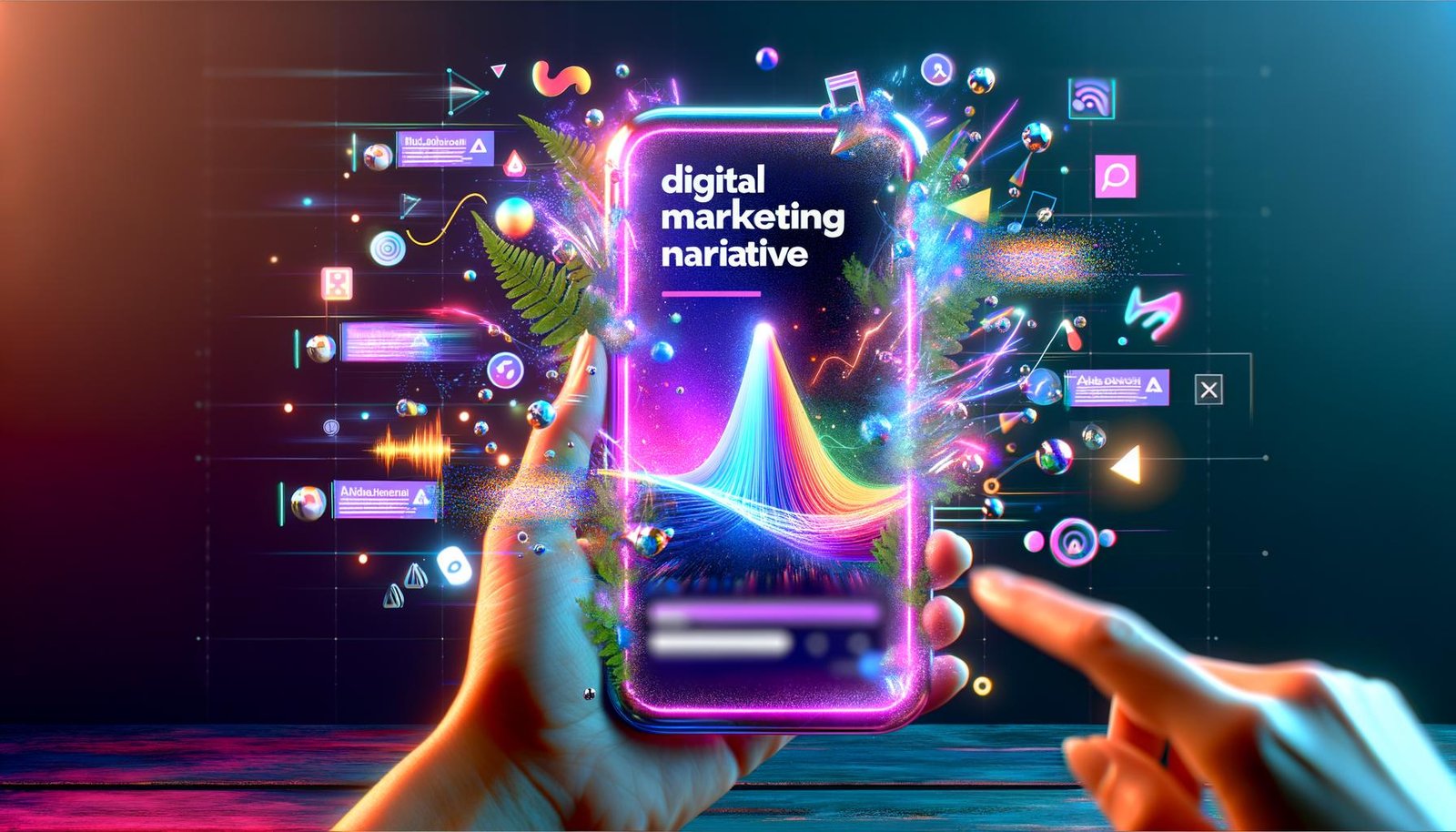 Stilisiert-lebendiger TikTok-Feed mit markierten Spark Ads, dynamischen Datenströmen, Algorithmus-Visualisierungen und pulsierenden Icons auf Smartphone-Bildschirm