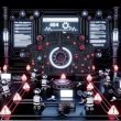 Cyberpunk-Maschinenraum mit leuchtender Website-Platine, roten Fehler-Markierungen und SEO-Experten bei der technischen Analyse.