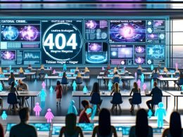 High-Tech Marketing-Kontrollraum mit Hologrammen, vielfältigen Marketern und schwebenden 3D-Anzeigenmodellen vor digitalen Dashboards.