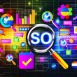 Kollage moderner SEO-Symbole, Dschungel mit beliebten kostenlosen SEO-Tools, produktiver Arbeitsplatz mit SEO-Workflow, Grenzen und Limitierungen kostenloser Tools, Workflow-Flussdiagramm, Vergleich zwischen Free-Tools und Premium-SaaS, Raketenstart mit Free-SEO-Tools-Banner.