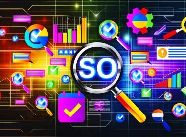 Kollage moderner SEO-Symbole, Dschungel mit beliebten kostenlosen SEO-Tools, produktiver Arbeitsplatz mit SEO-Workflow, Grenzen und Limitierungen kostenloser Tools, Workflow-Flussdiagramm, Vergleich zwischen Free-Tools und Premium-SaaS, Raketenstart mit Free-SEO-Tools-Banner.