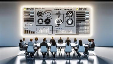Digitales Marketing-Team analysiert Performance-Kennzahlen, Datenquellen und APIs an leuchtenden Dashboards in einem modernen Büro.
