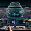 Digitale Schaltzentrale für Affiliate-Marketing 2025 mit Großbildschirm, Diagrammen, Heatmaps, SEO-Daten, Laptops, mobilen Geräten und einer Hand, die eine Conversion-Checkliste optimiert.