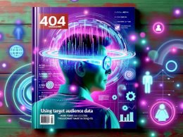 Futuristische Szene mit digitaler Datenbrille, bunten Datenmatrizen, Social-Media-Symbolen und Conversion-Elementen – Titelbild im Magazin-Stil in Cyan, Magenta und Neonfarben