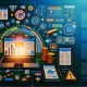 Magazin-Doppelseite im modernen Clean-Techno-Design mit leuchtendem Laptop, Daten-Visualisierungen, Payment- und Affiliate-Symbolen, Geräten für Multichannel-Strategien sowie Goldmünzen, E-Book-Covern und integrierten Warnhinweisen. Fokus auf digitale Monetarisierung 2025.