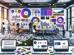 Junge, diverse Kreativschaffende in stilvoller Streetwear analysieren gemeinsam einen digitalen Marketing-Dashboard mit Datenvisualisierungen, Kampagnenbildern und Moodboards in einem lichtdurchfluteten, modernen Workspace.