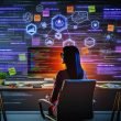 Arbeitsplatz eines Content Creators mit Affiliate-Marketing-Dashboard, Tabellen, Analytics, SEO-Tools und Keyword-Notizen, umgeben von Elementen aus Webentwicklung.