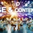 Junges, diverses Team arbeitet gemeinsam in kreativem Workspace an Laptops und Whiteboards mit SEO-Diagrammen. Im Hintergrund moderne Suchmaschinen- und Content-Grafiken.