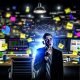 Drama im modernen Büro: Marketer vor komplexen Marketing-Dashboards, umgeben von Notizzetteln, Kaffeetassen und Tracking-Codes im halbdunklen Raum mit Keywords wie Attribution und ROI.