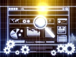 Illustratives Titelbild einer Suchergebnisseite mit hervorgehobener Website auf Platz 1, umgeben von SEO-Symbolen, Diagrammen, Analyse-Dashboards und technischen Werkzeugen im minimalistischen, futuristischen Stil.