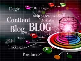 Moderne, transparente Website-Architektur mit leuchtenden Blogknotenpunkten, die sich dynamisch mit Haupt- und Produktseiten verbinden. Im Hintergrund zerfallende, generische Blogposts und im Vordergrund ein digitaler Hub als Drehscheibe für Sichtbarkeit und Nutzerorientierung.