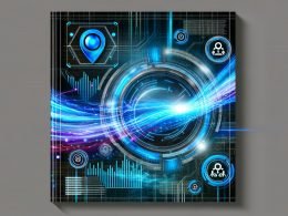 Futuristisches, dynamisches Titelbild mit moderner Chat-Oberfläche, KI-Elementen, Datenströmen, KPI- und Datenschutzsymbolen vor flackerndem Code und leuchtenden Neonakzenten