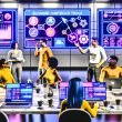 SEO-Team analysiert bunte Dashboards und Blogger Outreach Tools im modernen deutschen Workspace mit Logos von Pitchbox, BuzzStream und NinjaOutreach, umgeben von Technologie-Trends 2025.