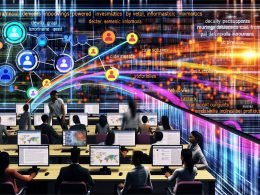 Modernes Büro mit digitalen Wissens-Displays: Knowledge-Graphen, Vektorsuche, zitierte Dokumentausschnitte, farbige Datenpipelines, Sicherheit und Observability-Dashboard.