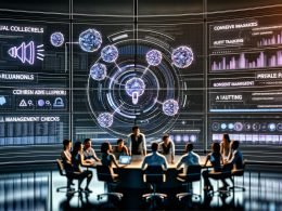 Futuristischer Kontrollraum mit leuchtenden Datenströmen, digitalen Dashboards und holografischen Grafiken; ein diverses Team aus Marketing und Engineering arbeitet vor einem großen Screen mit Feedback‑Loop zwischen Datenerfassung, KI‑/Generative‑AI‑Modellen und Echtzeitergebnissen; Overlays zu Consent‑Management, Server‑Side‑Tracking, Auditing und Erklärbarkeit sowie Warnhinweise zu Model Drift und Privatsphäre‑Risiken; Schlagworte RAG, Bandits, MLOps sichtbar.