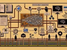 Editoriale Collage auf hellem Hintergrund: technische KI-Datenpipeline mit Dashboard und Datenströmen; abstrakte neuronale Netze und Token; angebundene Quellen wie CRM, CMS, Support-Logs und Analytics; Hände setzen Guardrails an Datenpfade; DSGVO- und Consent-Symbole; Monitoring- und KPI-Icons; Marketingmotive; Warnhinweise zu Bias und Halluzinationen; dezentes 10‑Schritte‑Playbook.