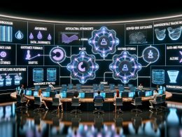 Futuristisches Marketing-Command-Center mit digitalen Dashboards und leuchtenden Datenströmen; Team an Workstations; holografische KPIs, Kundenreisen und KI-Empfehlungen; vernetzte CDP-, Lakehouse-, Server-Side-Tracking- und Feature-Store-Knoten; generative KI erstellt dynamische Ads; Echtzeit-Überwachung von Drift, Datenschutz und Markensicherheit.