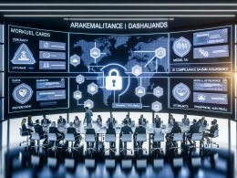 Futuristischer Workspace mit gemischtem Team an digitalem Tisch; holografische Model Cards, Audit Trails und Content‑Provenance‑Labels, leuchtende KI‑Compliance‑Dashboards, transparente Datenherkunftsflüsse, EU‑Symbole sowie Sicherheits‑ und Transparenz‑Overlays.