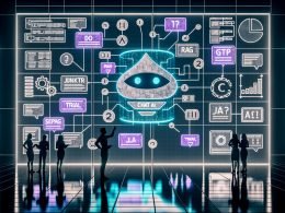 Modernes Marketingteam in digitalem Workspace; zentraler KI‑Chatbot mit Datenstreams, Conversion‑Rates und Integrationen; RAG‑Architektur, Vektor‑DB, JSON‑Validierung, Human‑in‑the‑Loop, DSGVO‑Symbole.