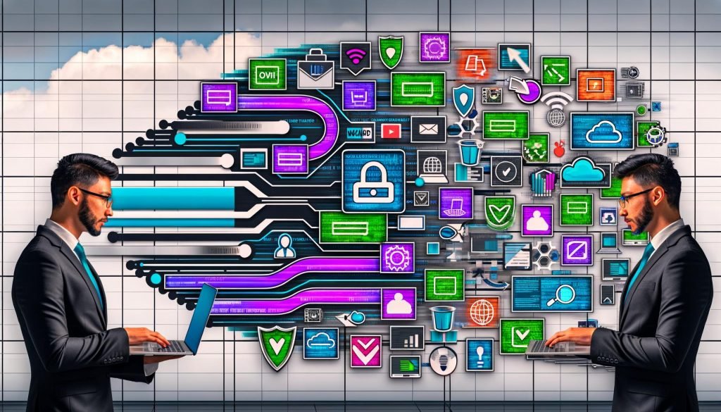 Collage des KI-Bild-Workflows: Prompt auf Laptop, generative Bilder (Stable Diffusion/DALL·E), SEO-Overlays WebP/AVIF/Schema, LCP, CDNs und Compliance-Symbole.