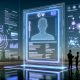 Digitaler Lebenslauf auf großem, schwebendem Transparent-Screen mit maschinenlesbaren Punkten, Embeddings und neuronalen Netzdiagrammen; im Hintergrund ATS-Ranking mit Scores, Heatmaps und Recruiter-Silhouetten.