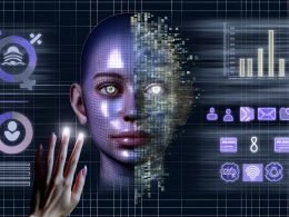 Hyperrealistisches, halbtransparentes Menschengesicht aus Pixeln und Kacheln vor düsterem digitalen Hintergrund mit binärem Code, Balkendiagrammen und Marketing‑Symbolen; Social‑Media‑ und KPI‑Reflexe in den Augen; halb menschliche, halb datenbasierte Hand berührt das Gesicht; angedeutete Wasserzeichen, Prüfsiegel und rechtliche Dokumente; nüchterne High‑Tech‑Ästhetik mit Anklang an Überwachung und Ambivalenz.