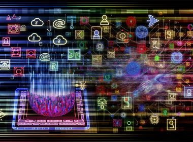 Futuristische Collage des „KI‑Internets“: Datenströme und Algorithmen über klassischem Browser, neuronale Netze ersetzen Icons; 3D‑Modelle, semantische Graphen, LLM‑Knoten, Vektor‑Datenbanken und personalisierte Antwortblasen.