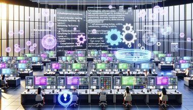 Team in E‑Commerce‑Kontrollzentrum vor Dashboards zu personalisierten Anzeigen, Empfehlungen und Echtzeitanalysen; leuchtende Datenpipelines zu Datenbanken, Cloud und KI, Algorithmen‑Overlays, Flywheel sowie Sicherheits‑ und Einwilligungssymbole.