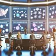 High-Tech-Marketing-War-Room mit Displays zu Klaviyo-Automationen, Event-Tracking, Customer-Journey-Maps und Segment-Dashboards; Team optimiert E-Mail- und SMS-Flows.