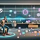 Futuristisches Büro mit jungem Kunden am Smartphone, Sprachwelle über dem Display; transparente Screens mit Echtzeit-Analytics, Chat-Flows und UI für ASR, NLU, TTS sowie Telephony; Icons für Datenschutz, CRM und Consent.