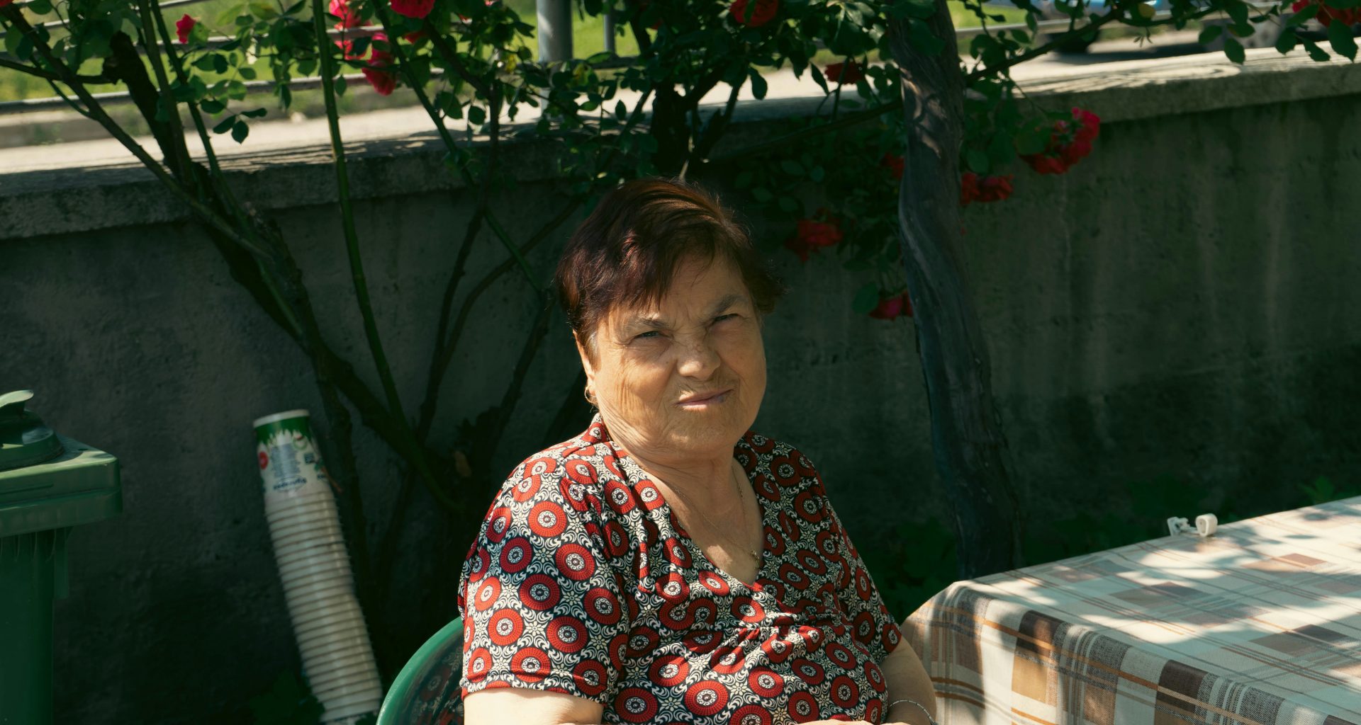 eine-frau-die-an-einem-tisch-mit-einem-bluhenden-baum-im-hintergrund-sitzt-7lYjOJ8VpEo