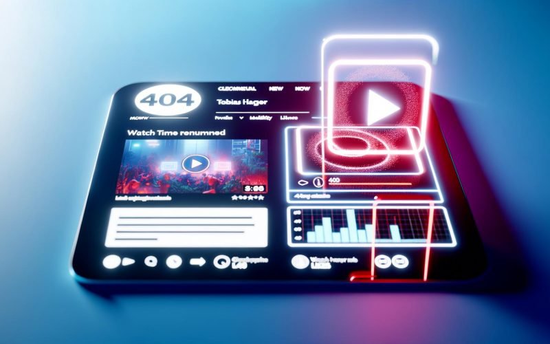 Moderne, dynamische Titelillustration mit YouTube-Interface, hervorgehobenem Video-Thumbnail, Suchleiste, Datenvisualisierungen und Mobilansicht als Sinnbild für YouTube-Marketing und Performance.