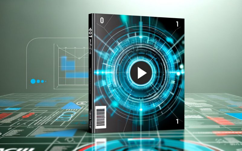 Abstraktes Titelbild mit großem Play-Button, transparenten Zeitbalken, pulsierenden Datenlinien und verschwommenen KPI-Interfaces in dunklem Blau und Türkis
