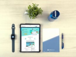 Dashboard von Buffer mit geplanten Social Media Beiträgen und Analyse-Tools auf einem Computerbildschirm