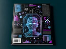 Dunkle Editorial-Titelseite mit komplexer Visualisierung eines neuronalen Netzes, Datenströmen, modernen CI/CD-Icons, Datenpipelines, Code-Fragmenten, Diagrammen und mathematischen Symbolen in Cyan und Magenta.