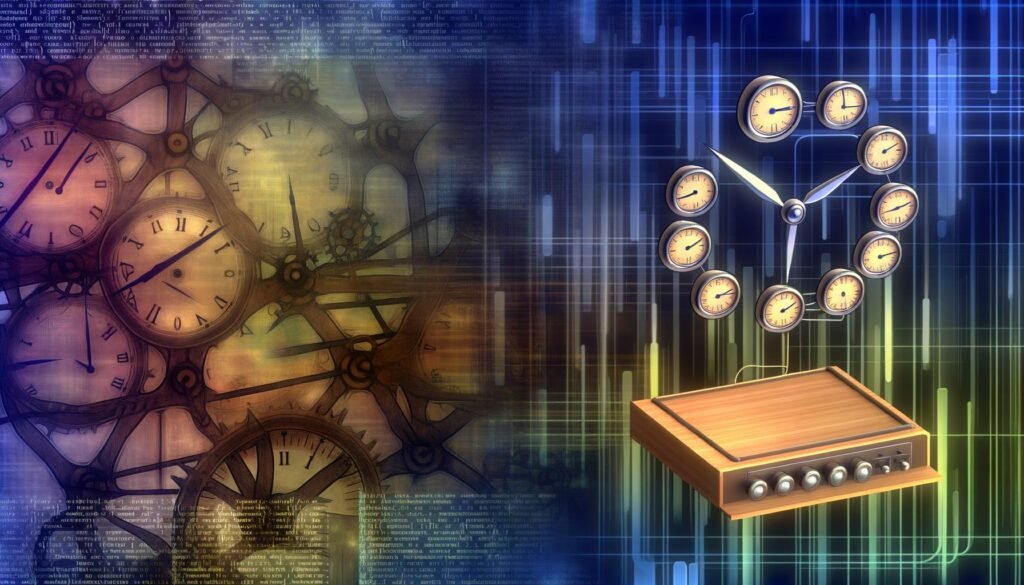 Illustration: Im Hintergrund alte Bash-Skripte und mechanische Uhren, im Zentrum ein moderner Kontrollbereich mit organisiertem Daten-DAG. Ein Technik-Workspace mit Data-Engineering-Club-Motiv.