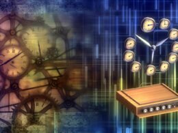 Illustration: Im Hintergrund alte Bash-Skripte und mechanische Uhren, im Zentrum ein moderner Kontrollbereich mit organisiertem Daten-DAG. Ein Technik-Workspace mit Data-Engineering-Club-Motiv.