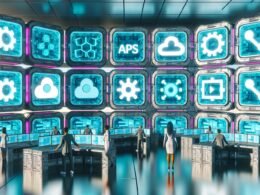 Futuristischer Kontrollraum mit holografischen Interfaces, digitalem Dashboard und Fachleuten, die fortschrittliche CMS-Tools zur effizienten Content-Verwaltung nutzen.