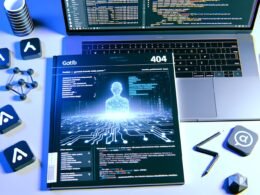 Moderne, technisch-kühle Titelseite mit Laptop, Dashboard voller GitHub Actions, maskierten API-Keys, Programmcode und KI-Elementen vor einer GitHub Pages Website mit Logos von Jekyll, Hugo und Astro.