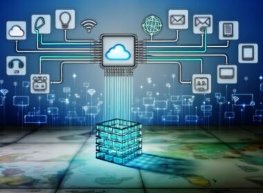 Modernes Headless CMS-Ökosystem mit transparentem CMS-Kern, offenen APIs, Datenströmen zu verschiedenen Endgeräten und modularen Bausteinen, ergänzt durch technische Trends, Chancen und einer Schritt-für-Schritt-Umsetzung.