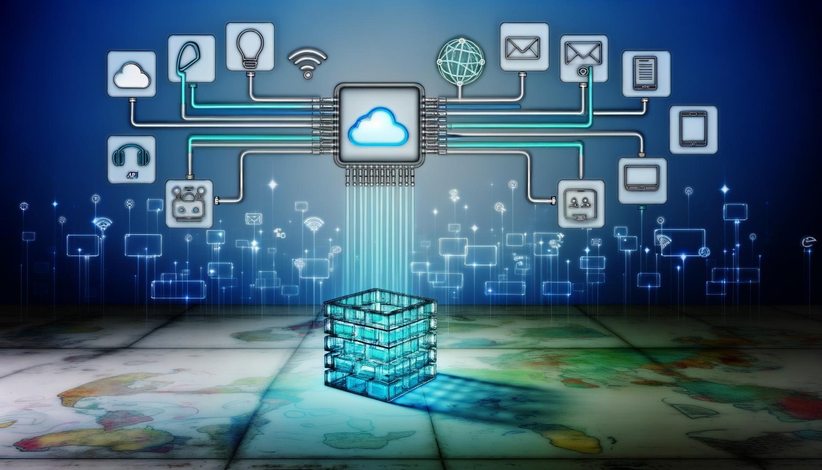 Modernes Headless CMS-Ökosystem mit transparentem CMS-Kern, offenen APIs, Datenströmen zu verschiedenen Endgeräten und modularen Bausteinen, ergänzt durch technische Trends, Chancen und einer Schritt-für-Schritt-Umsetzung.