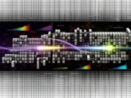 Minimalistisches Titelbild zeigt ein stilisiertes NumPy-Array mit grauen Datenblöcken im Raster, aus denen bunte Diagrammtypen wie Linie, Heatmap und 3D-Flächenstruktur hervorgehoben sind, umgeben von Matrix-Code auf kühlem technischen Hintergrund.