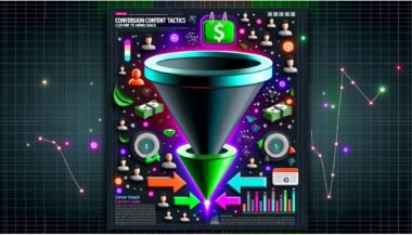 Dynamisches Magazin-Titelbild mit abstrakter Website-Funnel-Grafik, Besucher-Avataren, Neon-Trichter, Geldscheinen, Wachstumspfeilen, großem grünen CTA-Button, Datenpunkten und Trust-Siegeln auf anthrazitfarbenem Hintergrund.