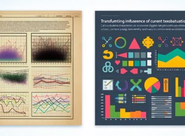 Moderne Seaborn Dashboard-Visualisierung im Vergleich zu einem veralteten, chaotischen Excel-Diagramm mit Datenwissenschafts-, Python- und Designsymbolen im Hintergrund.