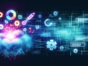 Digitales Titelbild mit leuchtender Funkenwolke, gläsernen Webseitensnippets, einem SERP-Labyrinth und Symbolen für SEO, Datenanalyse und Content-Optimierung auf dunklem Hintergrund.