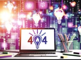 Modernes Titelbild mit urbanem Schreibtisch, sprudelnden Datenströmen, Coding-Elementen und dem Apache Spark-Logo als leuchtende Glühbirne vor Big Data-Icon-Hintergrund