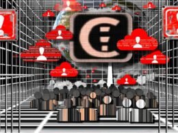 Stilisiertes Facebook-Logo mit roten ZENSUR-Stempeln, Warnsymbolen, deutschen Wahrzeichen, verpixelten Usern und den Begriffen NetzDG und Algorithmus, symbolhaft für digitale Kontrolle und Überwachung.