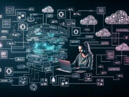 Entwicklerin arbeitet an einem Laptop, umgeben von Architekturskizzen, Flowcharts und den Logos von Contentful, Next.js, Gatsby, Astro, Vercel und Netlify. Im Hintergrund sind Diagramme zu statischer Webseiten-Generierung und CDN-Distribution zu sehen.