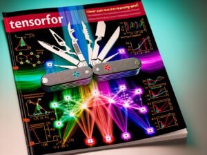 Titelbild im Magazin-Stil mit einem Schweizer Taschenmesser, dessen Werkzeuge als Computerchips, neuronale Netzwerke, Daten-Icons, Code-Zeilen und Formeln gestaltet sind. Im Hintergrund tech-inspirierte Diagramme, Graphen und TensorFlow-Logos.