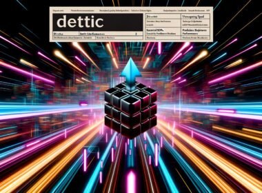 Cover-Illustration mit Directus-Icon, aus dem transparente HTML-Seiten explosionsartig auf eine schnelle Datenautobahn strömen, unter einem futuristischen Titel und umgeben von SEO-, Sicherheits- und Performance-Icons.